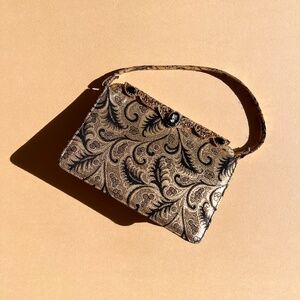Vintage 1960s Gold and Black Patterned Evening Bag